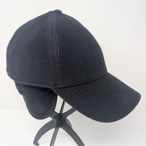 Stetson Men's Dark Navy Wool Baseball Cap Ear Flaps Warm Winter Lined Hat